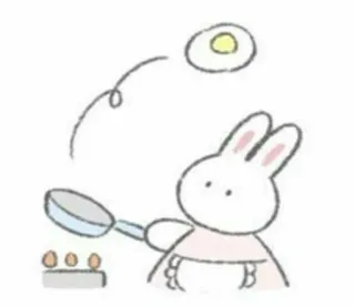 🤍 conejo, cocina, huevo, sartén, comida, cocina, lindo telegram sticker