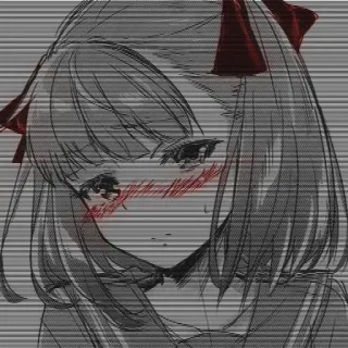 💓 动漫, 漫画, 卡通, 绘画, 插画, 悲伤, 女孩, 肖像 telegram sticker