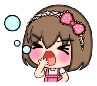 😴 cartoon, girl, bubble, cute, pink, bow telegram sticker