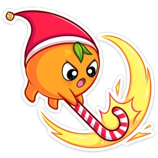 😡 noël, orange, sucre d'orge, lune, fête, festif, dessin animé telegram sticker