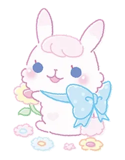 🎀 lapin, mignon, kawaii, fleurs, animal telegram sticker