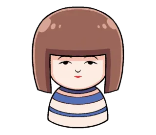 🧸 Kokeshi, Muñeca, Tradicional, Japonés, Juguete, Lindo telegram sticker