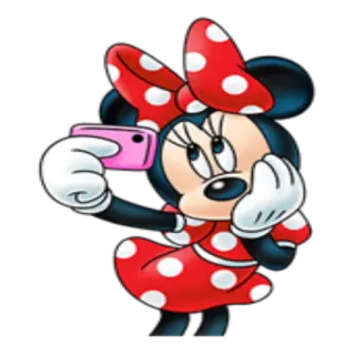 📱 Minnie Mouse cartoon, Minnie Mouse, Disney, selfie, polka dots, bow whatsapp sticker