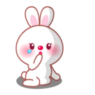 😢 bunny, rabbit, cute, kawaii, sticker, emoji, animal, cartoon whatsapp sticker