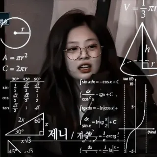 🍂 Jennie 제니 / 개수 maths, calculs, diagrammes, coréen, Jennie, Blackpink telegram sticker