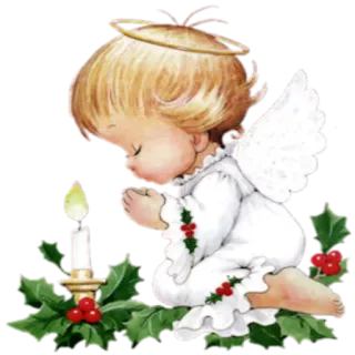 🕯 anjo, vela, azevinho, natal, oração, religioso telegram sticker