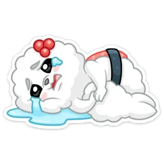 😢 собака, суши, грустный, плачущий, мультфильм, стикер telegram sticker
