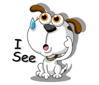 🙄 I See chien, dessin animé, yeux, voir, expression, émotion telegram sticker