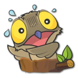 😮 coruja, pássaro, assustado, desenho animado, fofo, animal, preocupado whatsapp sticker
