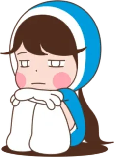 😞 Cartone animato, Ragazza, Triste, Seduta, Carina, Anime, Manga telegram sticker