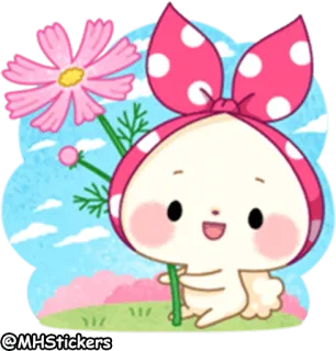 🌸 @MHStickers pegatina, lindo, flor, dibujo animado, personaje, rosa whatsapp sticker
