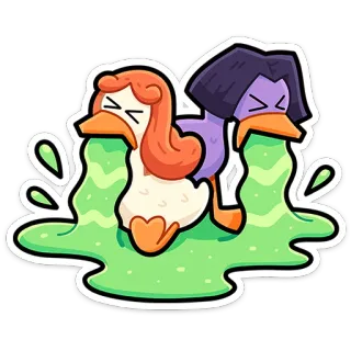 ⭐ Ente, kotzen, krank, Cartoon, lustig, Sticker telegram sticker