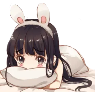 😳 anime, girl, sad, bunny, crying telegram sticker