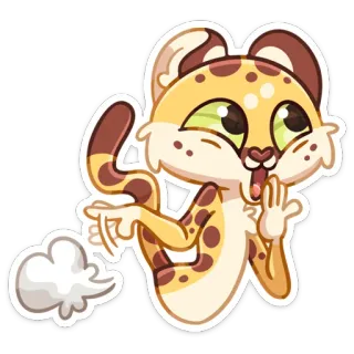 ☹️ leopardo, animal, lindo, dibujos animados, pegatina, soplando, silbido telegram sticker