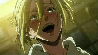 🤫 Annie Leonhart Attack on Titan anime, cartoon, anime girl, manga, blonde hair, smile telegram sticker