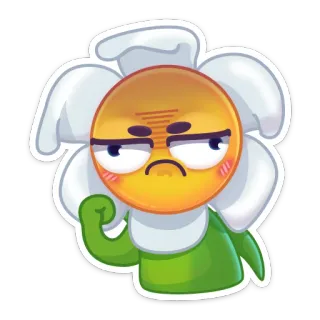 ✊ fleur, emoji, en colère, plante, dessin animé telegram sticker
