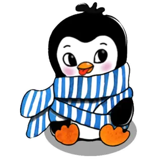 😜 pinguino, sciarpa, inverno, carino, animale, uccello, freddo whatsapp sticker