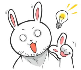 💡 Hase, Idee, Glühbirne, Tier, Cartoon whatsapp sticker