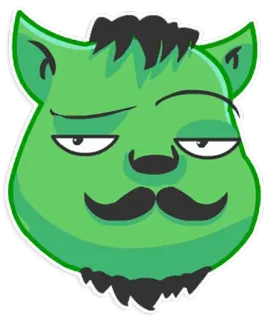 👨 漫画, 動物, 緑, 顔, 口ひげ, キャラクター telegram sticker