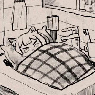 😈 kucing, tidur, wastafel, imut, kartun, lelah telegram sticker