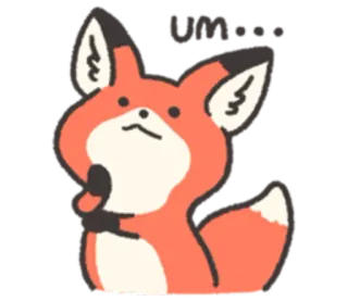 🤔 狐狸, 动物, 贴纸, 可爱, 卡通, 思考 telegram sticker