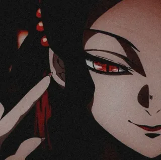 🌟 anime, personagem, olhos vermelhos, mulher, demônio, arte telegram sticker