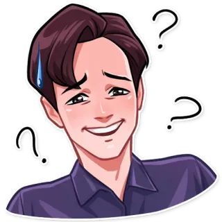 ❔ question, thinking, confused, worried, doubt, uncertainty, cartoon telegram sticker
