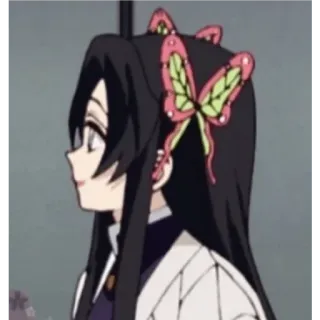 🙂 Kanao Tsuyuri Demon Slayer anime, demon slayer, kanao tsuyuri, butterfly, hair ornament telegram sticker