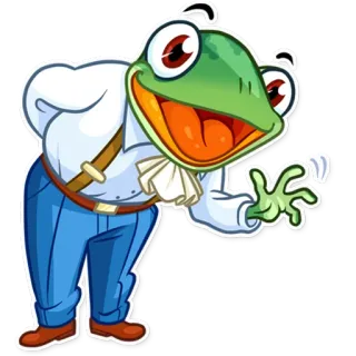 👋 กบ, การ์ตูน, ตัวละคร, สีเขียว, ยิ้ม, เป็นมิตร, มีความสุข telegram sticker