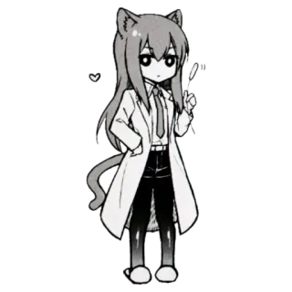 🐱 anime, catgirl, science, lab coat, cute, manga telegram sticker