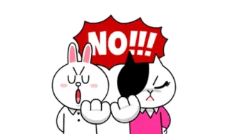😑 NO!!! Мультфильм, Животные, Отказ, Злой, Несогласие, Line Friends whatsapp sticker