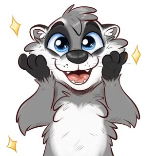 😀 mapache, animal, brillante, lindo, feliz, dibujos animados telegram sticker