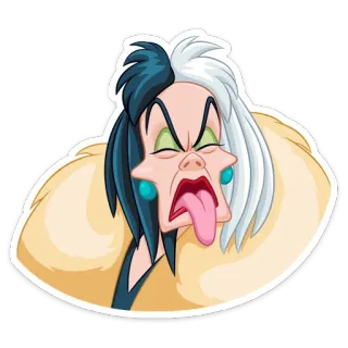😝 Cruella de Vil 101 Dalmatians cruella, de, vil, 101, dálmatas, disney, villano whatsapp sticker