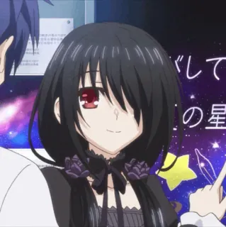 🍷 Kurumi Tokisaki Date A Live anime, girl, red eye, black hair, Date A Live, Kurumi Tokisaki telegram sticker