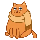 😛 cat, scarf, cute, animal, winter, orange whatsapp sticker