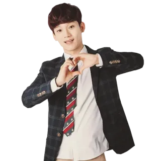 ❤️ coréen, garçon, signe coeur, uniforme scolaire, k-pop, asiatique, mignon whatsapp sticker
