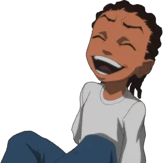 😂 Huey Freeman The Boondocks Kartun, Anak laki-laki, Animasi, Tersenyum, Tertawa telegram sticker