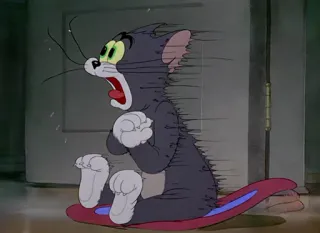 😨 Tom Cat Tom and Jerry cartoon, cat, shocked, scared, cartoon character, Tom and Jerry telegram sticker