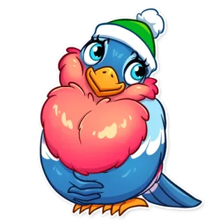 ☺️ vogel, winter, süß, tier, illustration, aufkleber, hut telegram sticker