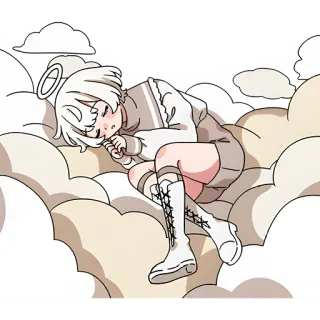 😴 นางฟ้า, เมฆ, กำลังหลับ, อนิเมะ, น่ารัก, คาวาอิ, ฝัน telegram sticker