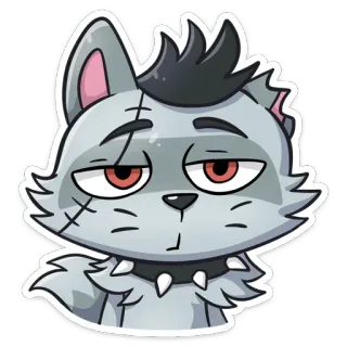😐 wolf, cartoon, tier, sticker, süß, grau telegram sticker