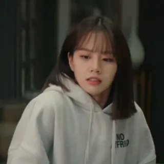 🤍 NO BF NO FRIEND wanita, hoodie, jomblo, sweter, berambut cokelat, Korea telegram sticker
