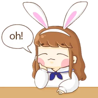 ☺️ oh! konijn, cartoon, meisje, schattig, sticker telegram sticker