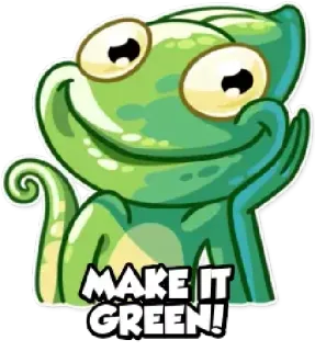 😀 MAKE IT GREEN! chameleon, green, sticker, cartoon, animal, cute, reptile telegram sticker