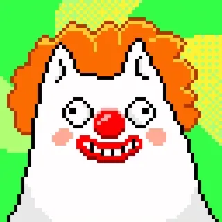 🤡 ตัวตลก, พิกเซลอาร์ต, หมา, การ์ตูน, ภาพประกอบ, น่ารัก, ตลก telegram sticker