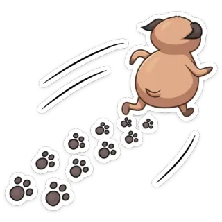 🐾 dog, animal, running, paw prints, cartoon, pet telegram sticker