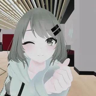 🤍 anime girl, kawaii, wink, cute, finger heart, vtuber, avatar telegram sticker