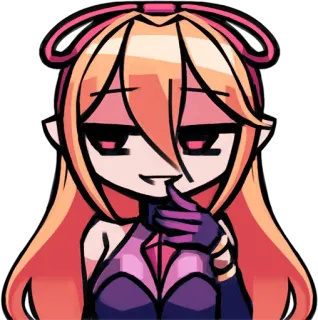 😏 anime, girl, cartoon, blonde hair, character, cute, gloves whatsapp sticker