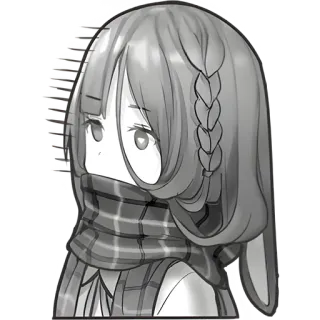 😔 アニメ, 女の子, マフラー, 可愛い, 三つ編み, うさ耳 whatsapp sticker