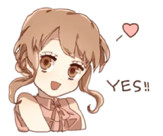 👍 YES!! anime, sticker, cartoon, girl, yes, excited telegram sticker